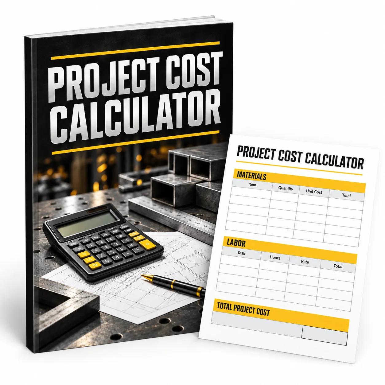Project Cost Calculator — illustrative cover mockup